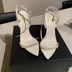 White Pearl Saint Laurent heels
